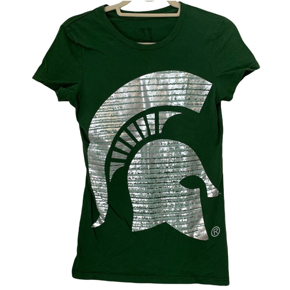 My U Michigan State University Girls Green Cotton Short Sleeve T Shirt Youth L